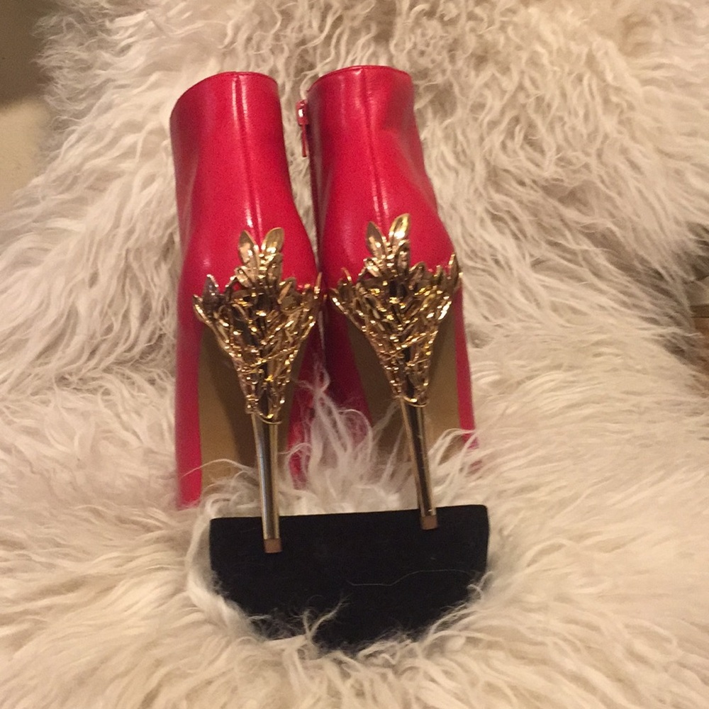 ShoeDazzle Gold Accent Stiletto Booties - Picture 2 of 8